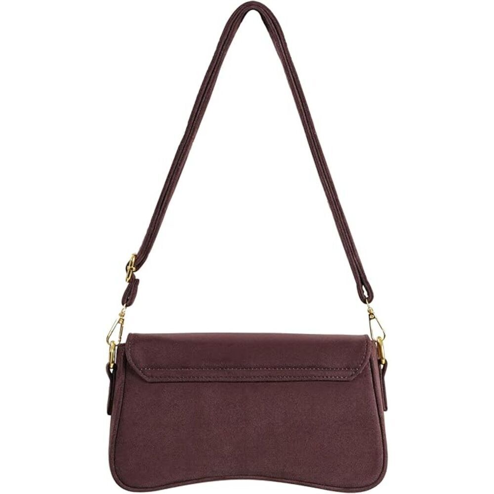 Women Suede Coffee Imported Casual Leather Waterproof Lightweight Hobo Handbag - Picture 2 of 4